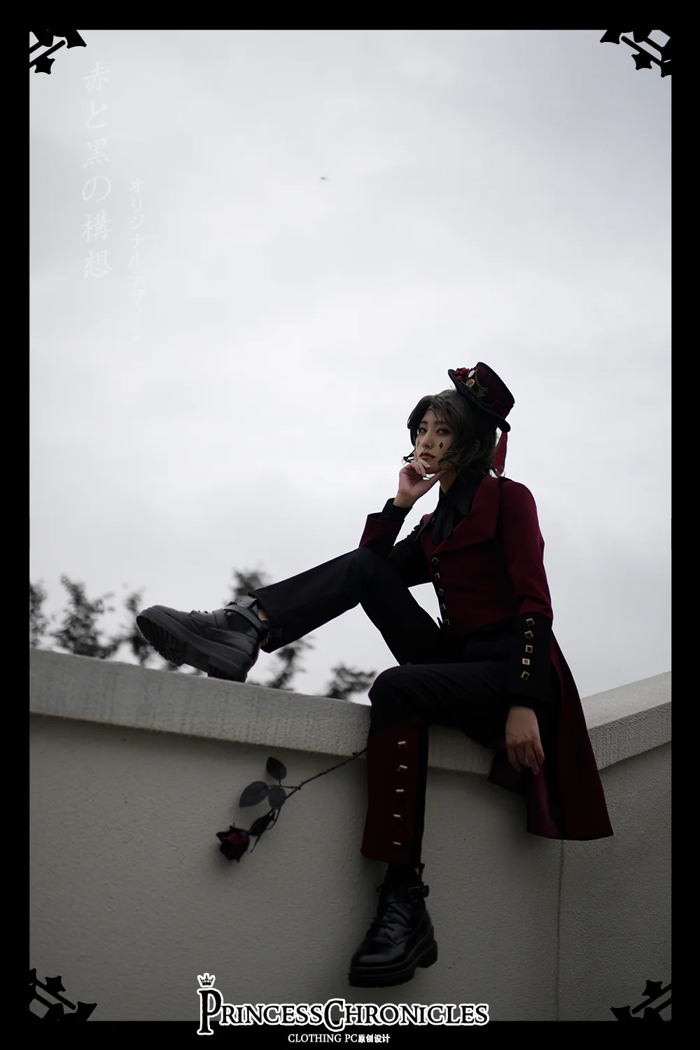 Red and Black - Retro Ouji Lolita Handsome Black Pants - Image 21