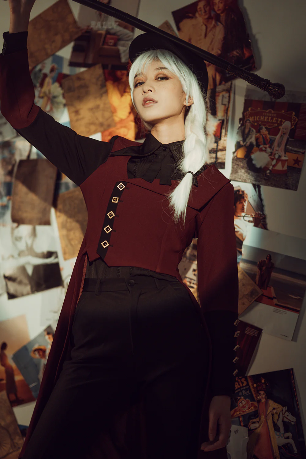 Red and Black - Retro Ouji Lolita Handsome Black Pants - Image 3