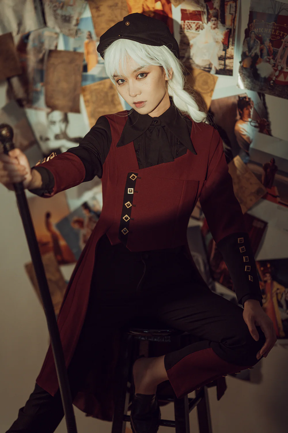 Red and Black - Retro Ouji Lolita Handsome Black Pants - Image 6