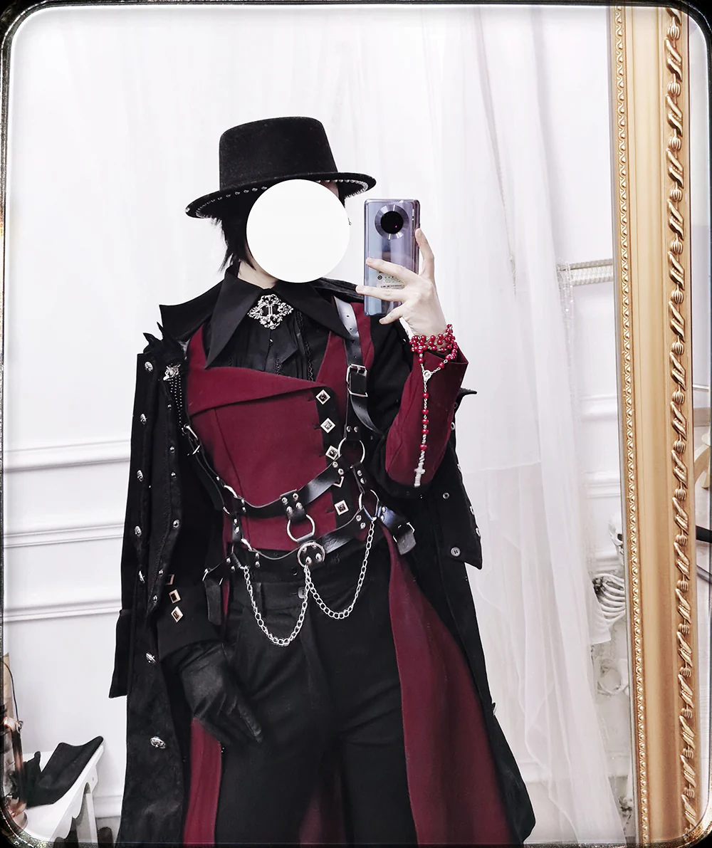 Red and Black - Retro Ouji Lolita Handsome Black Pants - Image 7
