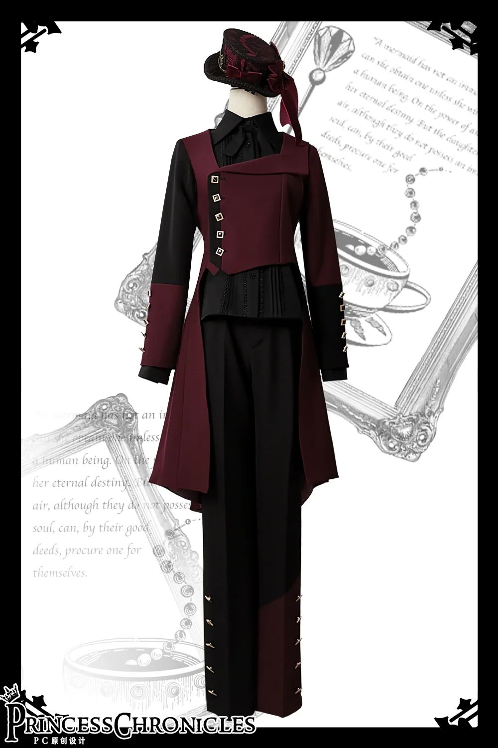 Red and Black - Retro Ouji Lolita Handsome Black Pants - Image 9