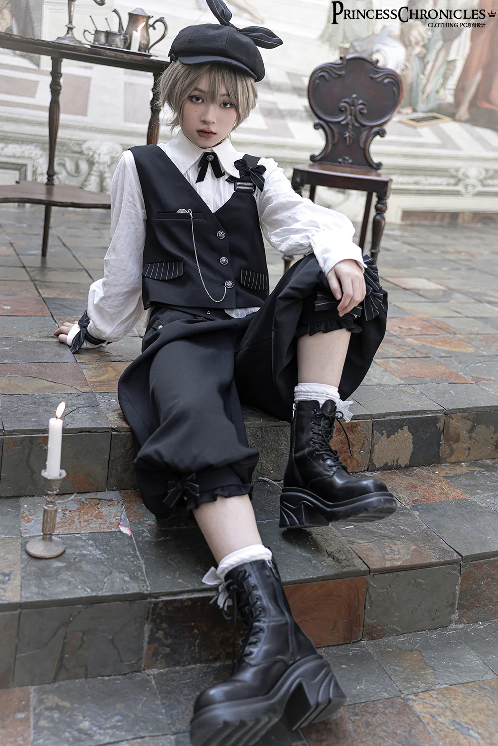Secret Morning News - Vintage Ouji Lolita Vest Blouse Bloomers - Image 4