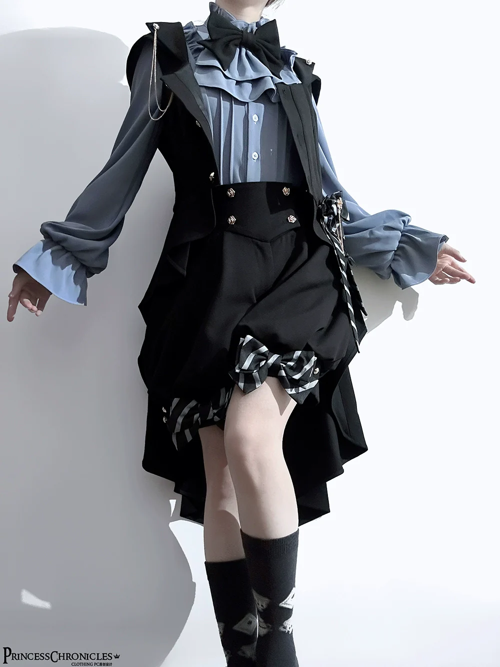 Narrative Rule - Ouji Lolita Shorts Set, Long Vest - Image 15