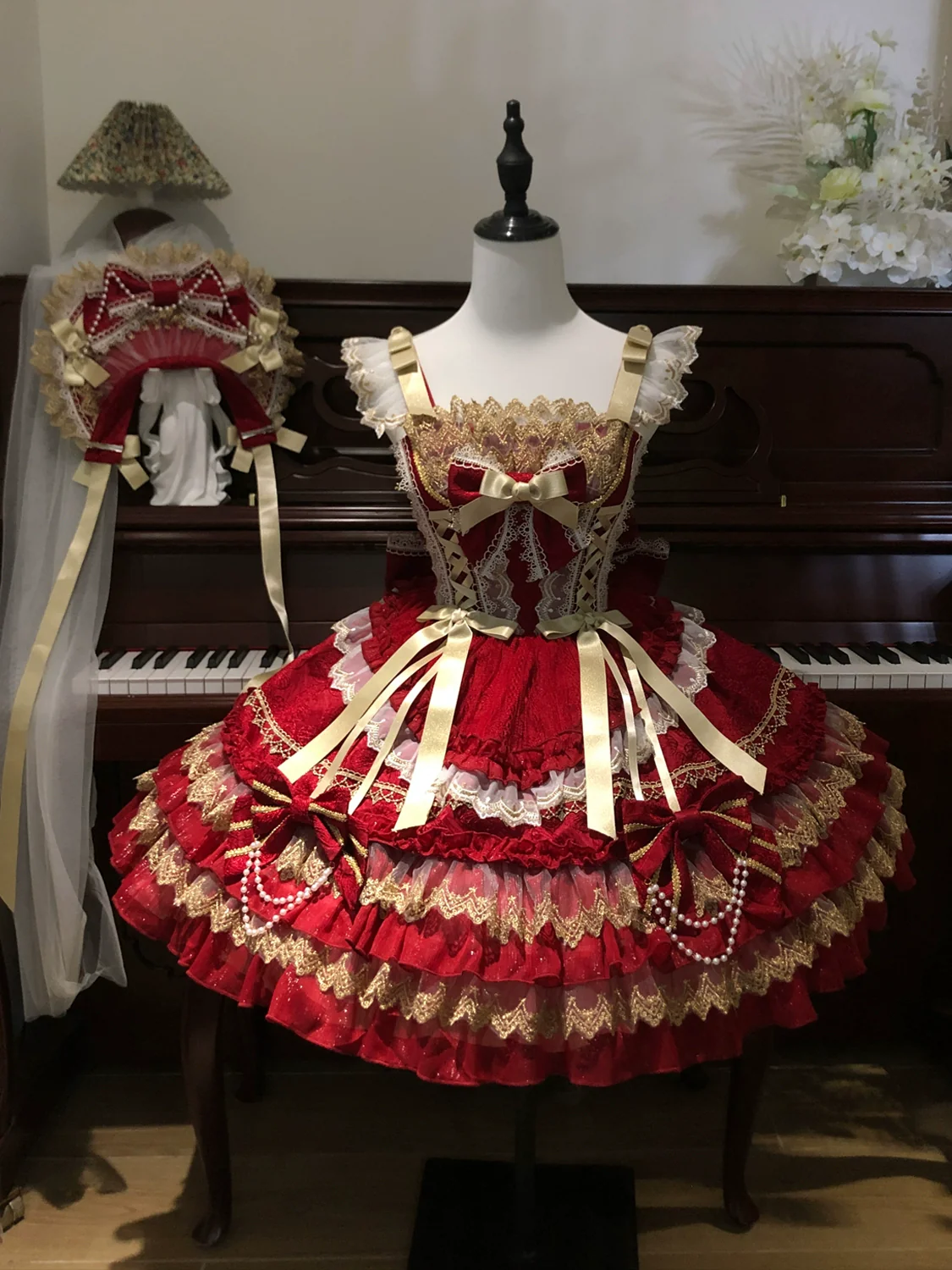 Hanguliang - Gilded Memories - Princess Lolita Jumper Dress, Tiered Ruffles - Image 18