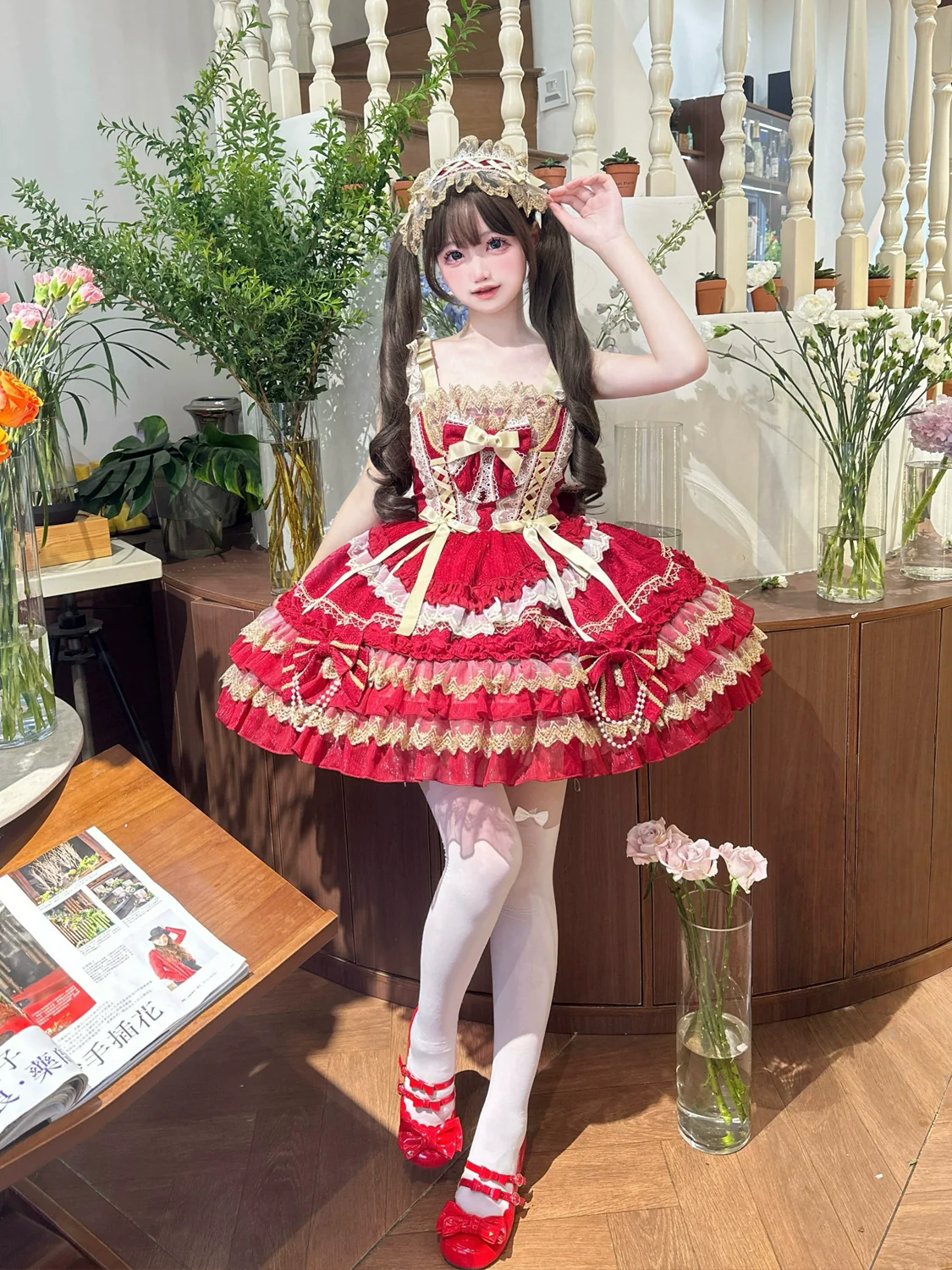 Hanguliang - Gilded Memories - Princess Lolita Jumper Dress, Tiered Ruffles - Image 7