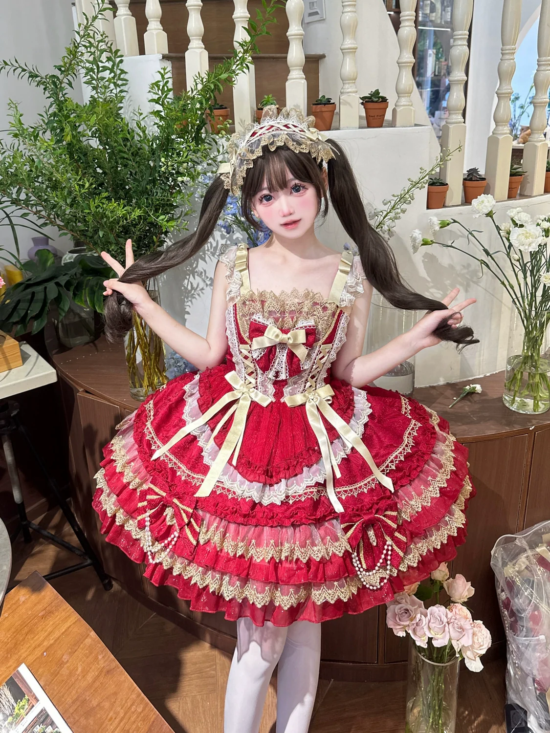 Hanguliang - Gilded Memories - Princess Lolita Jumper Dress, Tiered Ruffles - Image 8