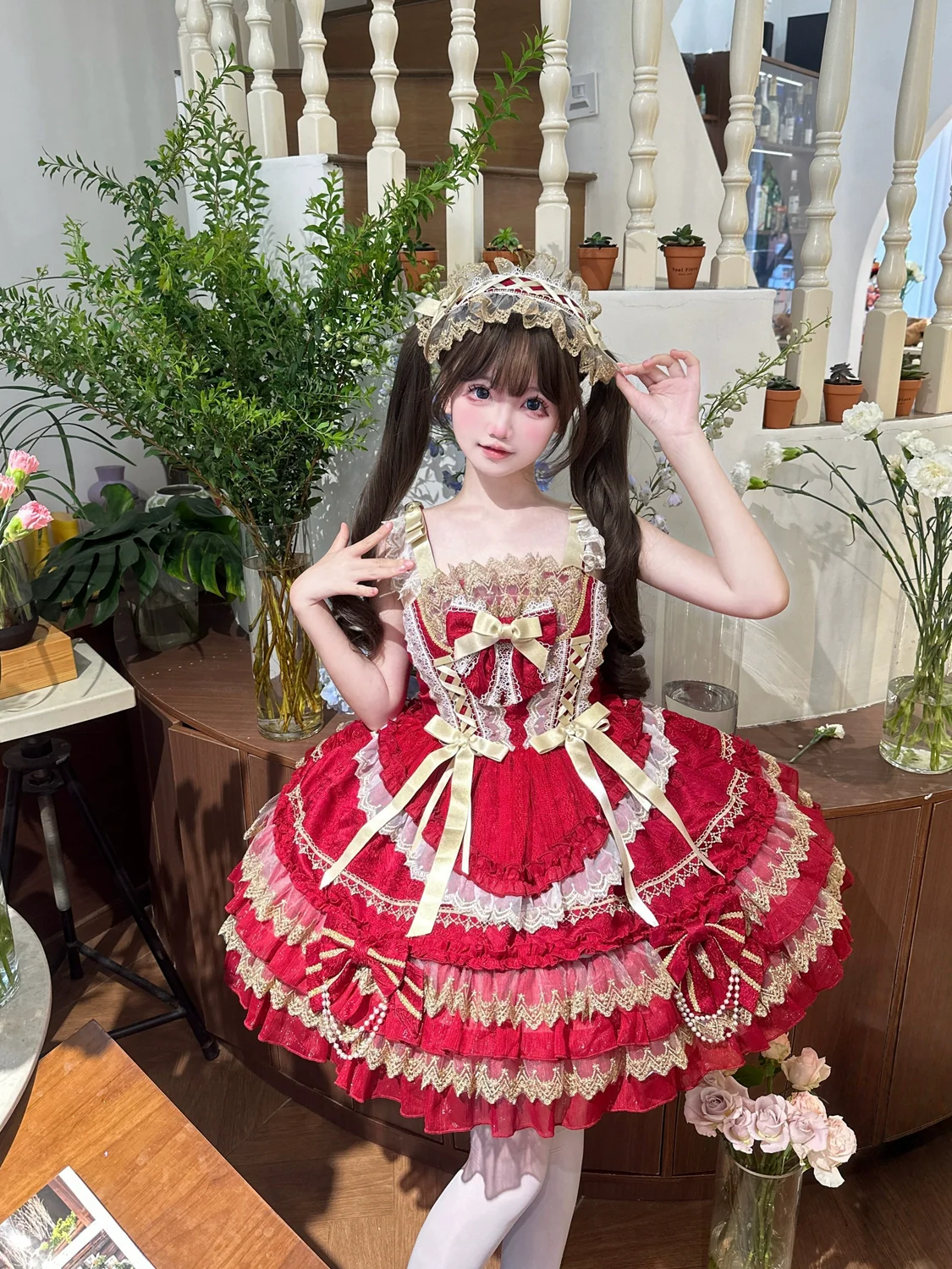 Hanguliang - Gilded Memories - Princess Lolita Jumper Dress, Tiered Ruffles - Image 9