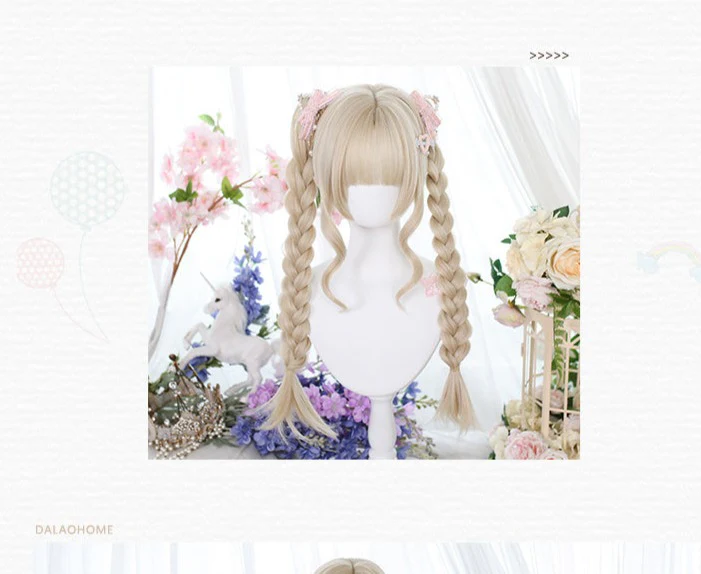 Dalao Home - Princess Lolita Ponytail Long Straight Blonde Wig - Image 7
