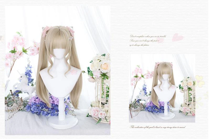 Dalao Home - Princess Lolita Ponytail Long Straight Blonde Wig - Image 8
