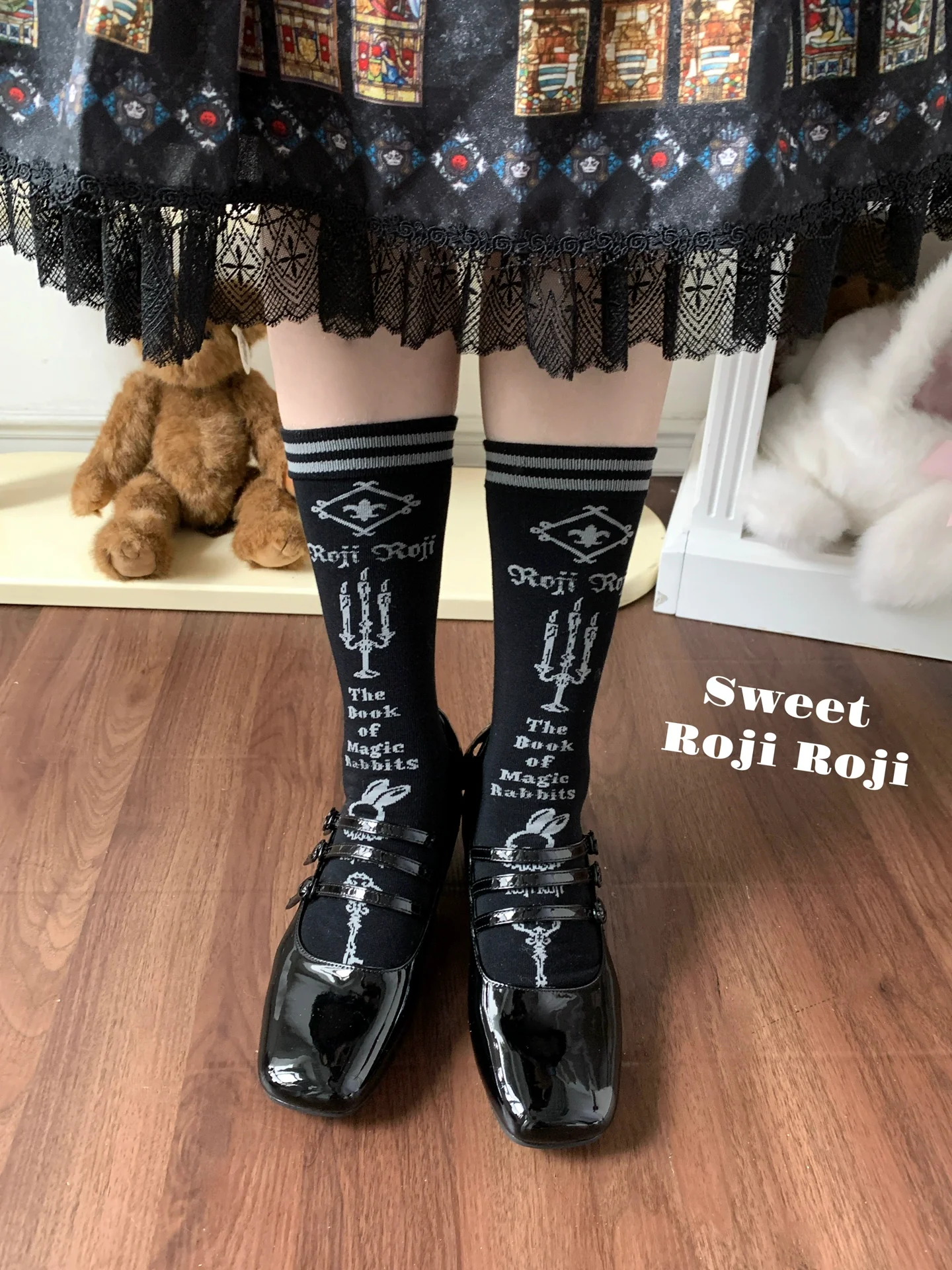 Roji Roji - Printed Cotton Sweet Lolita Calf Socks - Image 7