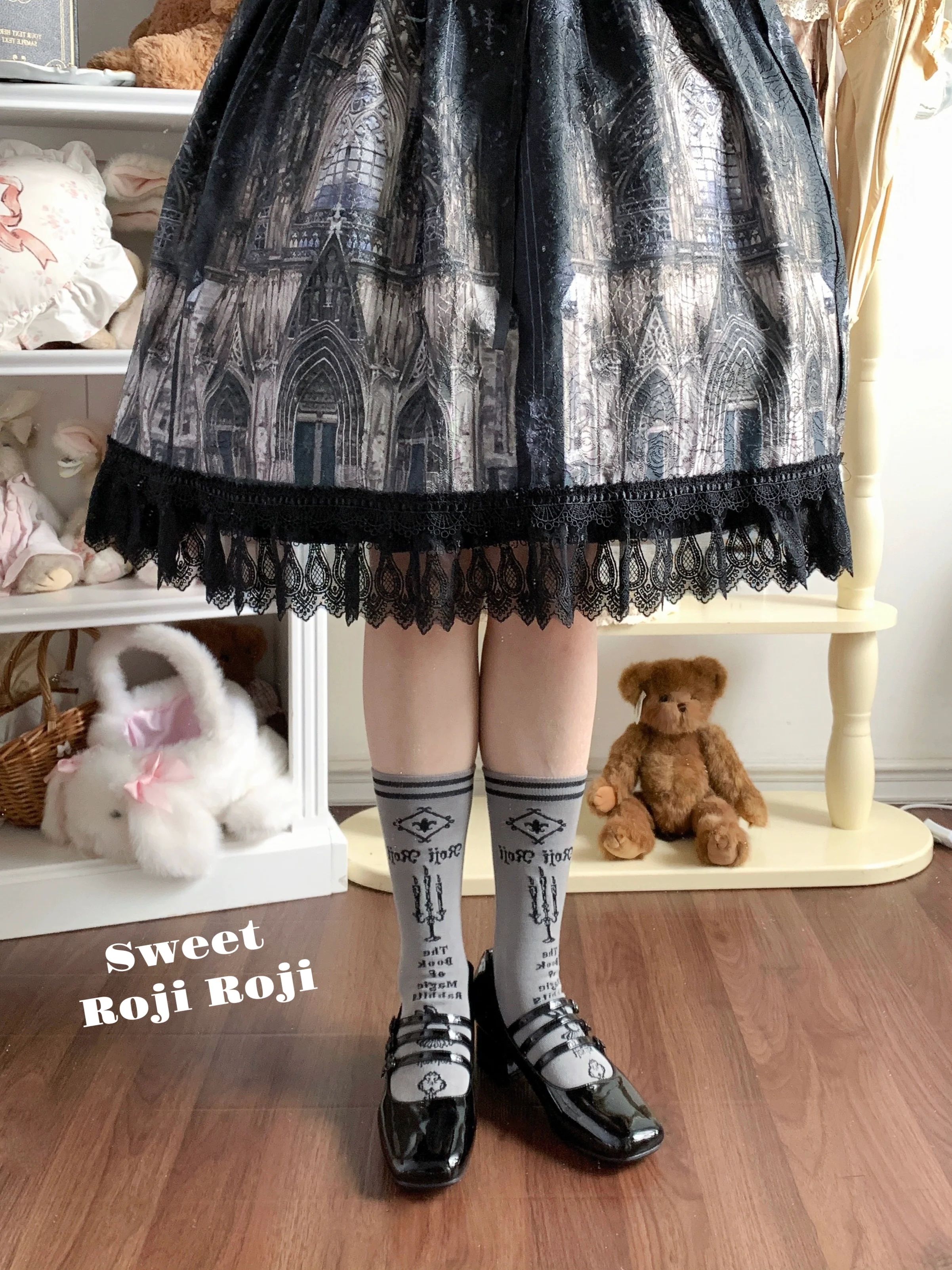 Roji Roji - Printed Cotton Sweet Lolita Calf Socks - Image 9