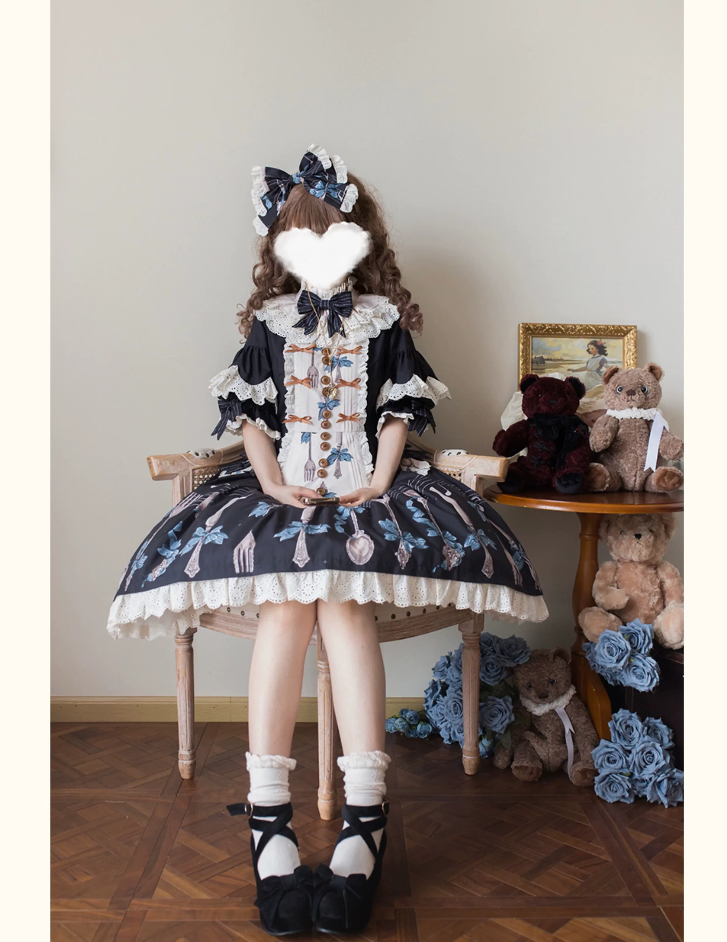 Witch's Banquet - Printed Doll-like Sweet Lolita OP, Apron-like Front - Image 13