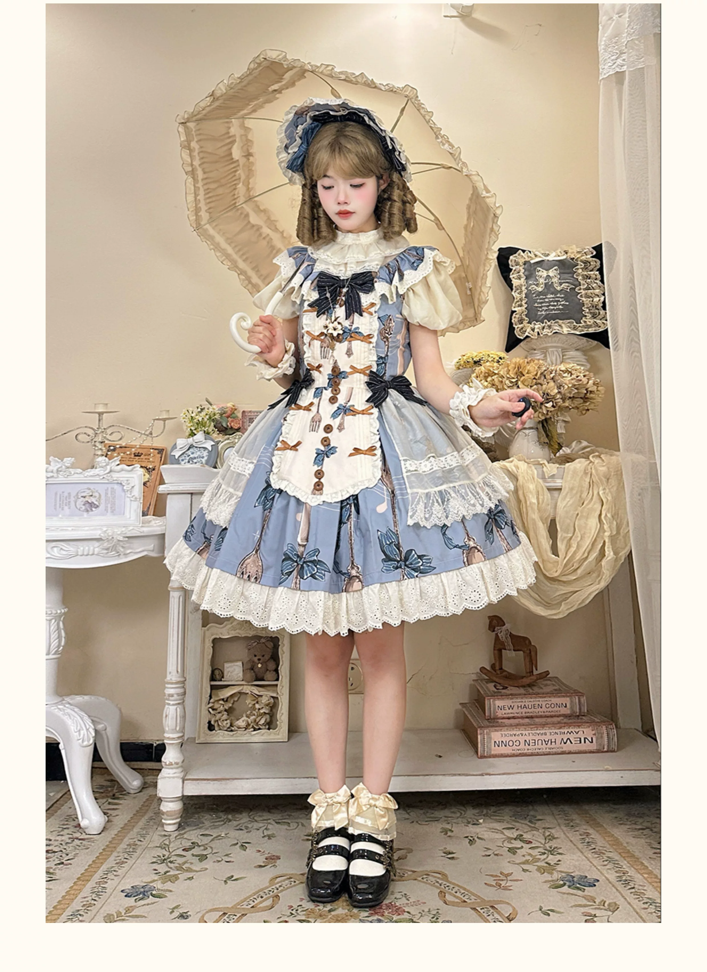 Witch's Banquet - Printed Doll-like Sweet Lolita OP, Apron-like Front - Image 3