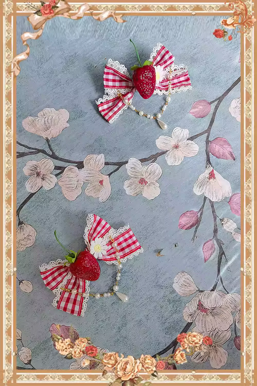Strawberry Chef - Printed Old School Lolita Dress, Detachable Bows - Image 29