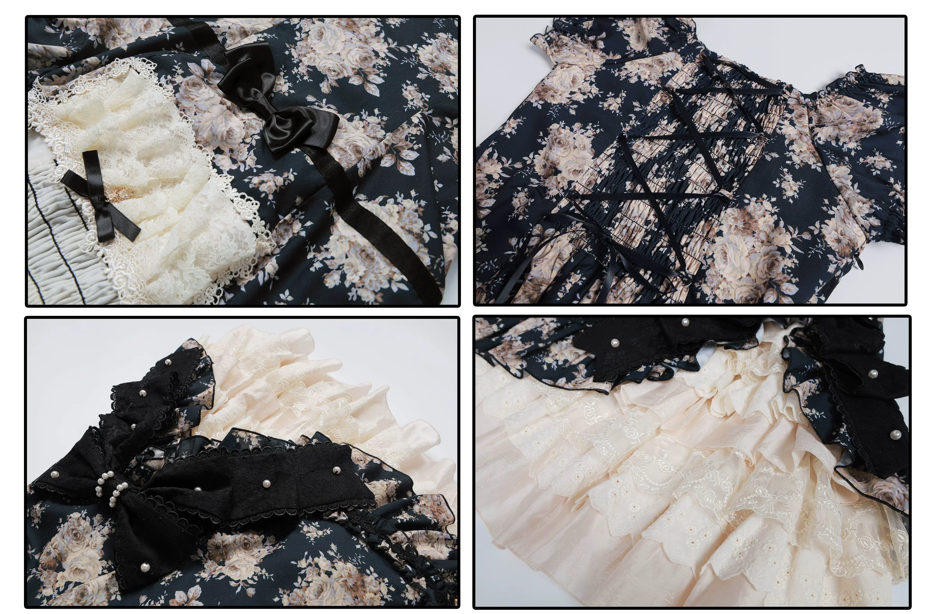 Black Rose - Printed Old School Lolita Dress, Front Opening - Image 10