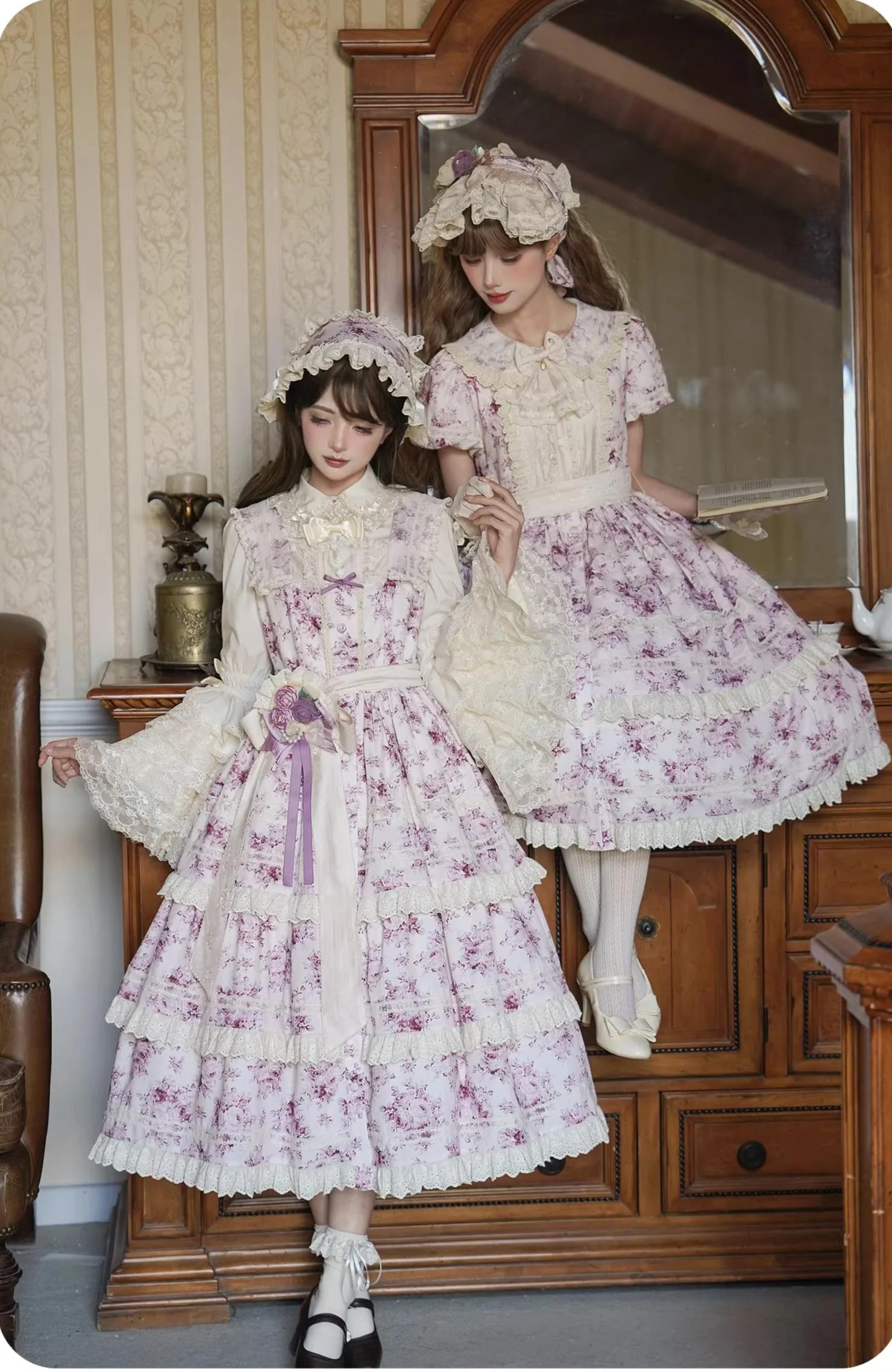 Black Rose - Printed Old School Lolita Dress, Front Opening - Image 13