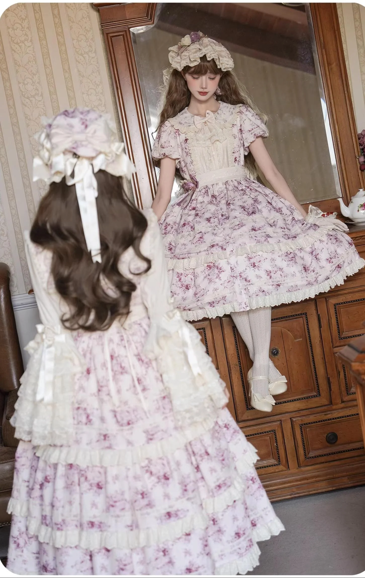 Black Rose - Printed Old School Lolita Dress, Front Opening - Image 14