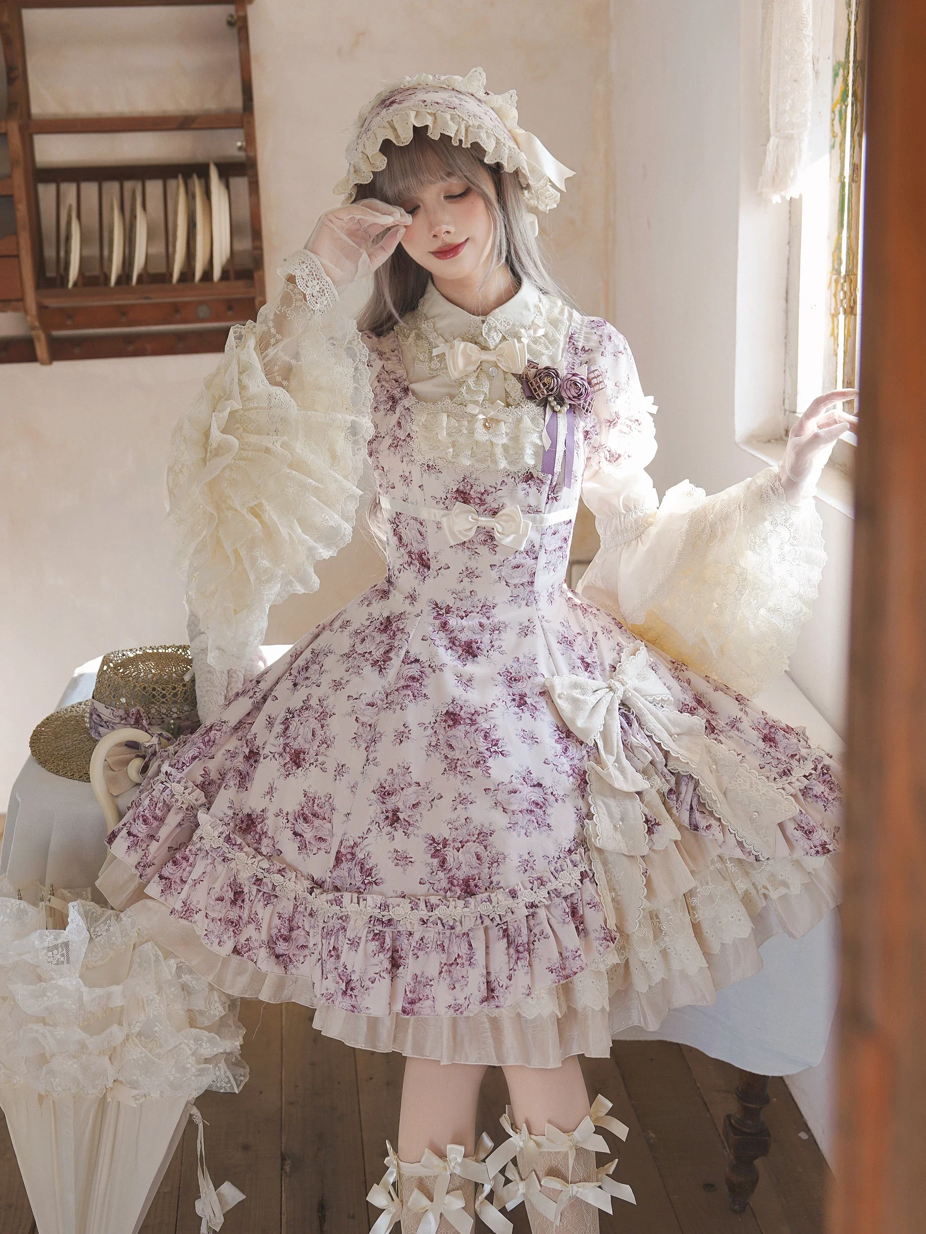 Black Rose - Printed Old School Lolita Dress, Front Opening - Image 15
