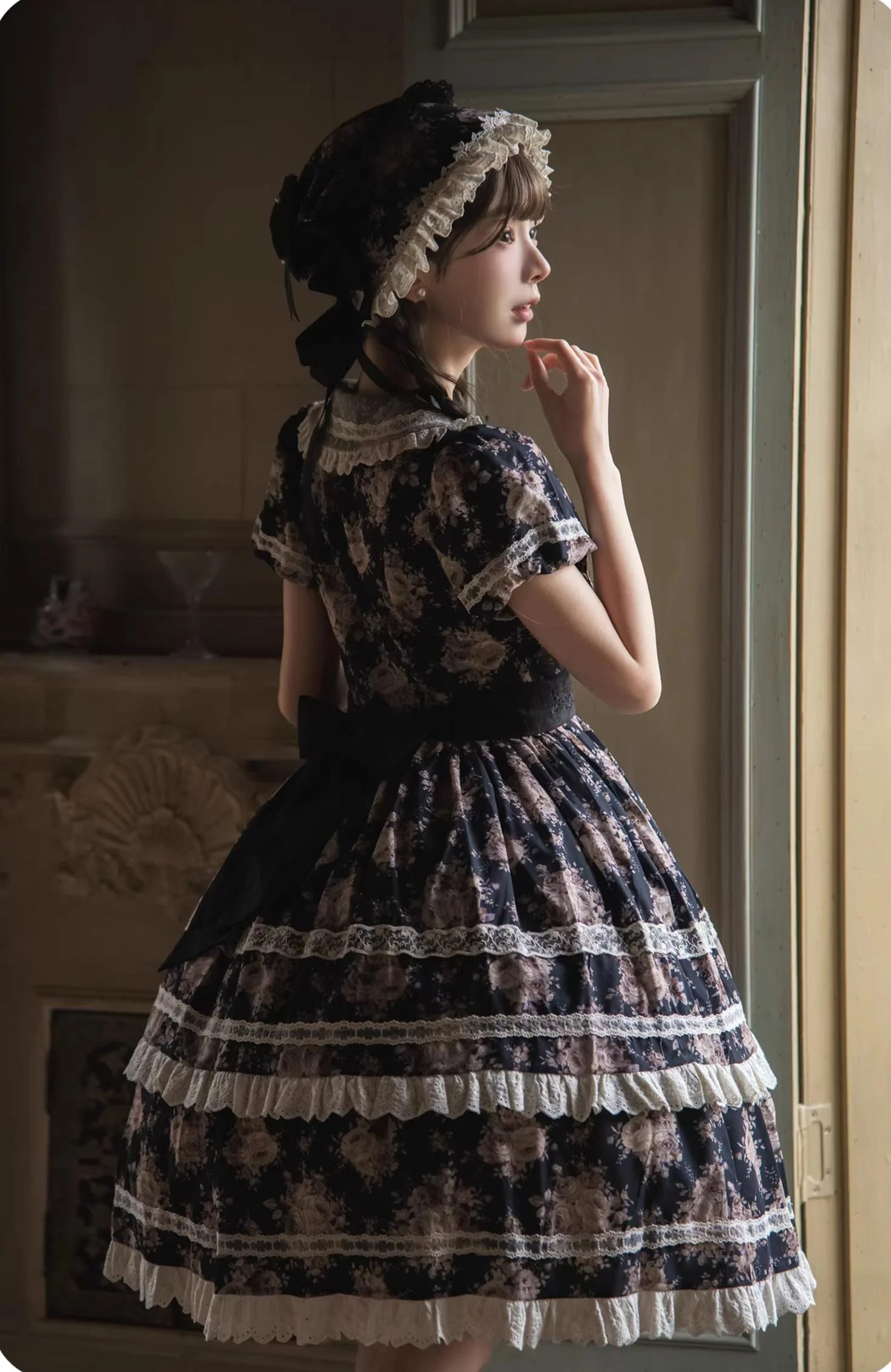 Black Rose - Printed Old School Lolita Dress, Front Opening - Image 23