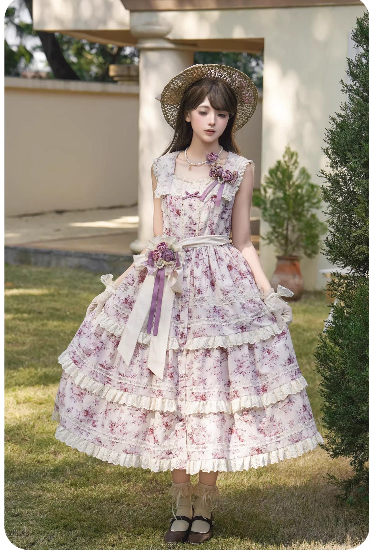 Black Rose - Printed Old School Lolita Dress, Front Opening - Image 30