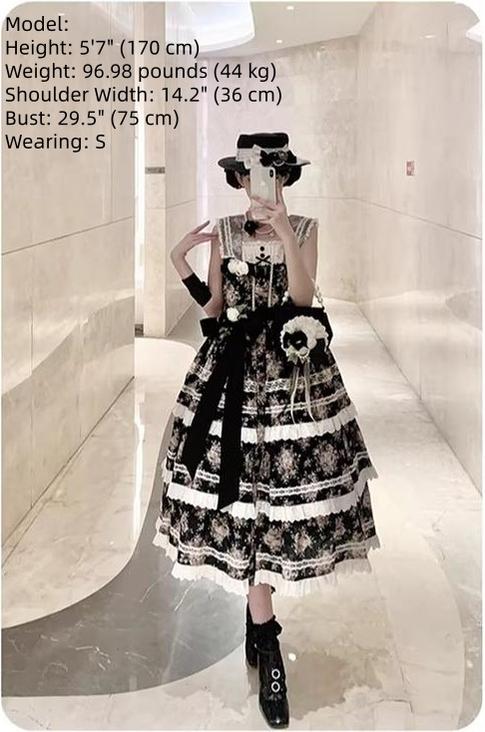 Black Rose - Printed Old School Lolita Dress, Front Opening - Image 32