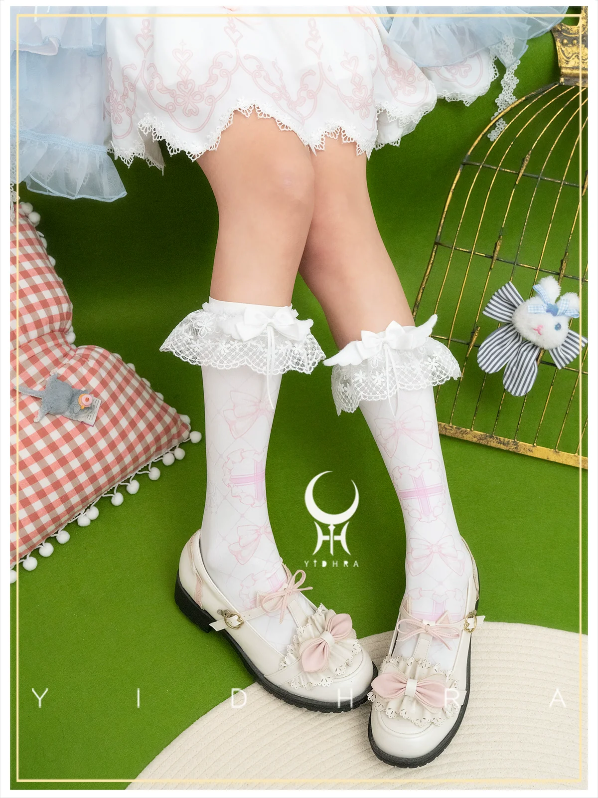 Yidhra - Printed Sweet Lolita Calf Socks, Detachable Calf Band - Image 3