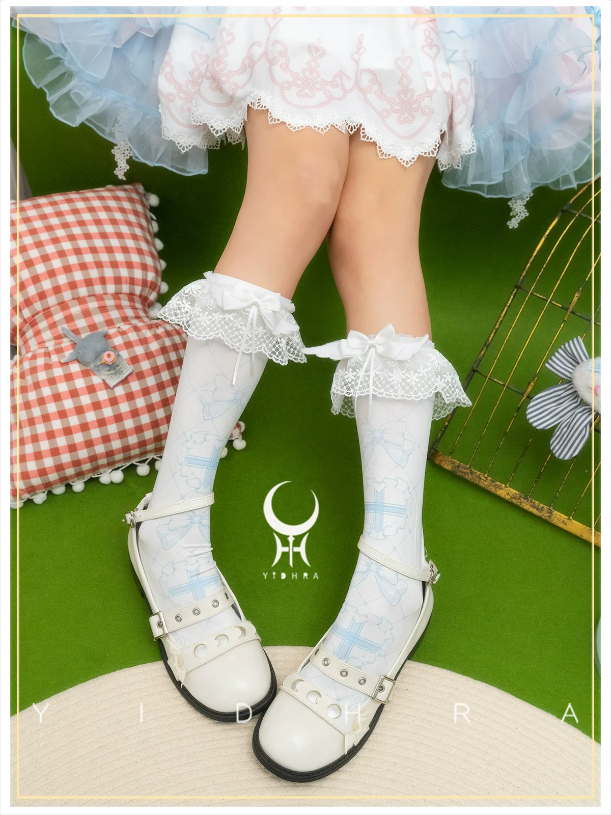 Yidhra - Printed Sweet Lolita Calf Socks, Detachable Calf Band - Image 5
