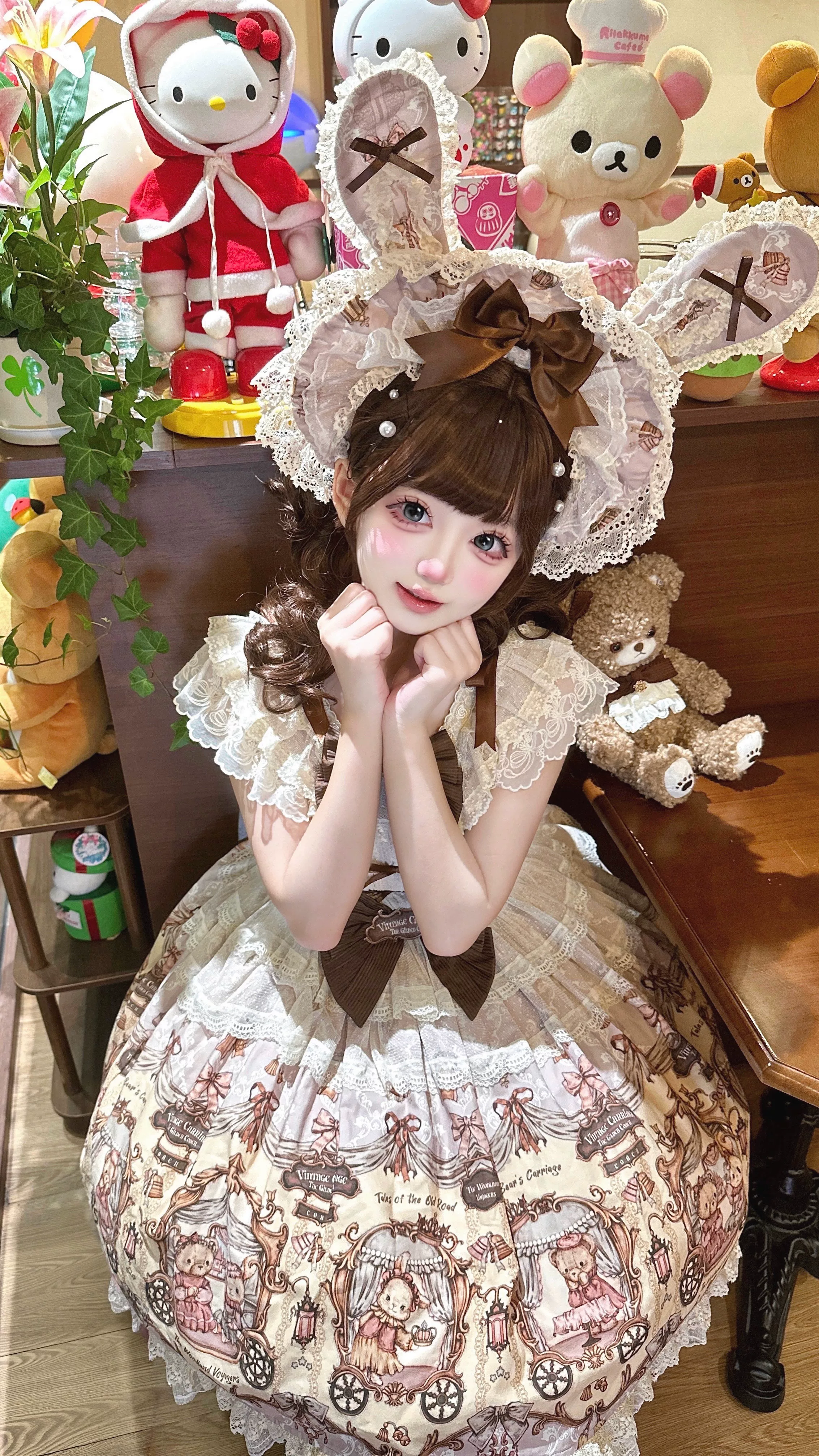 Bunny and Bear - Printed Sweet Lolita Dress, Lace and Bow Details - Image 13