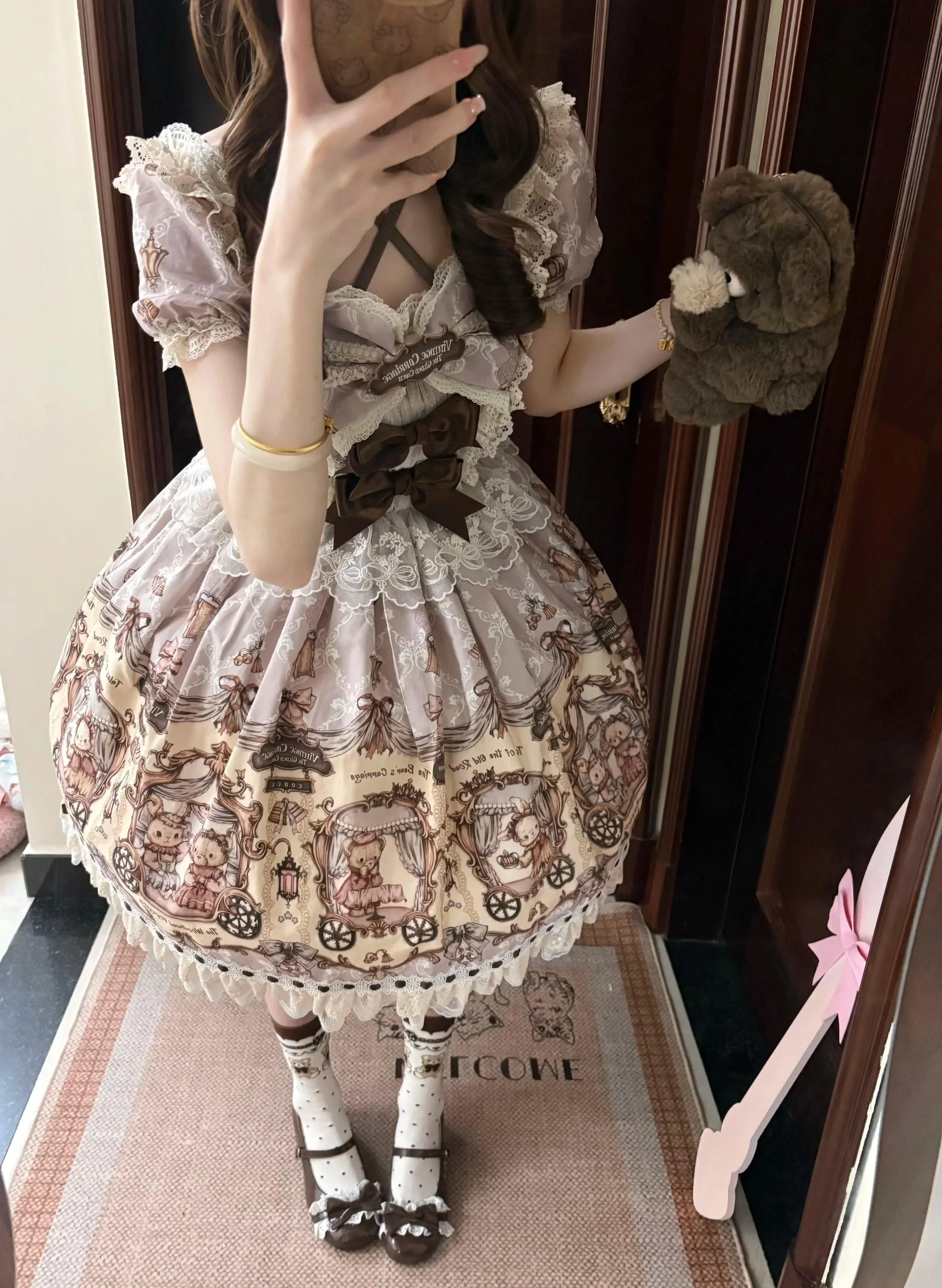 Bunny and Bear - Printed Sweet Lolita Dress, Lace and Bow Details - Image 18