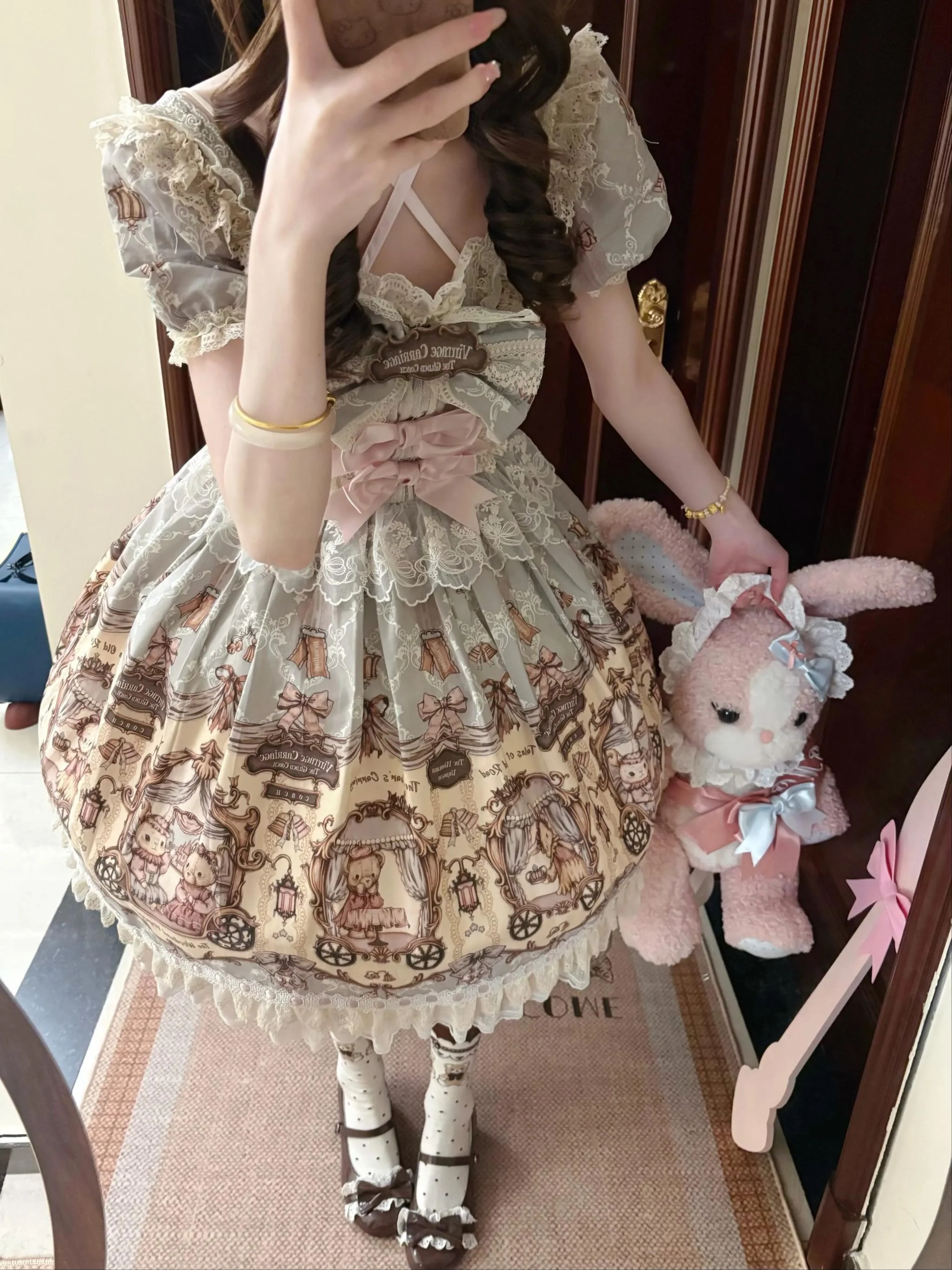 Bunny and Bear - Printed Sweet Lolita Dress, Lace and Bow Details - Image 21