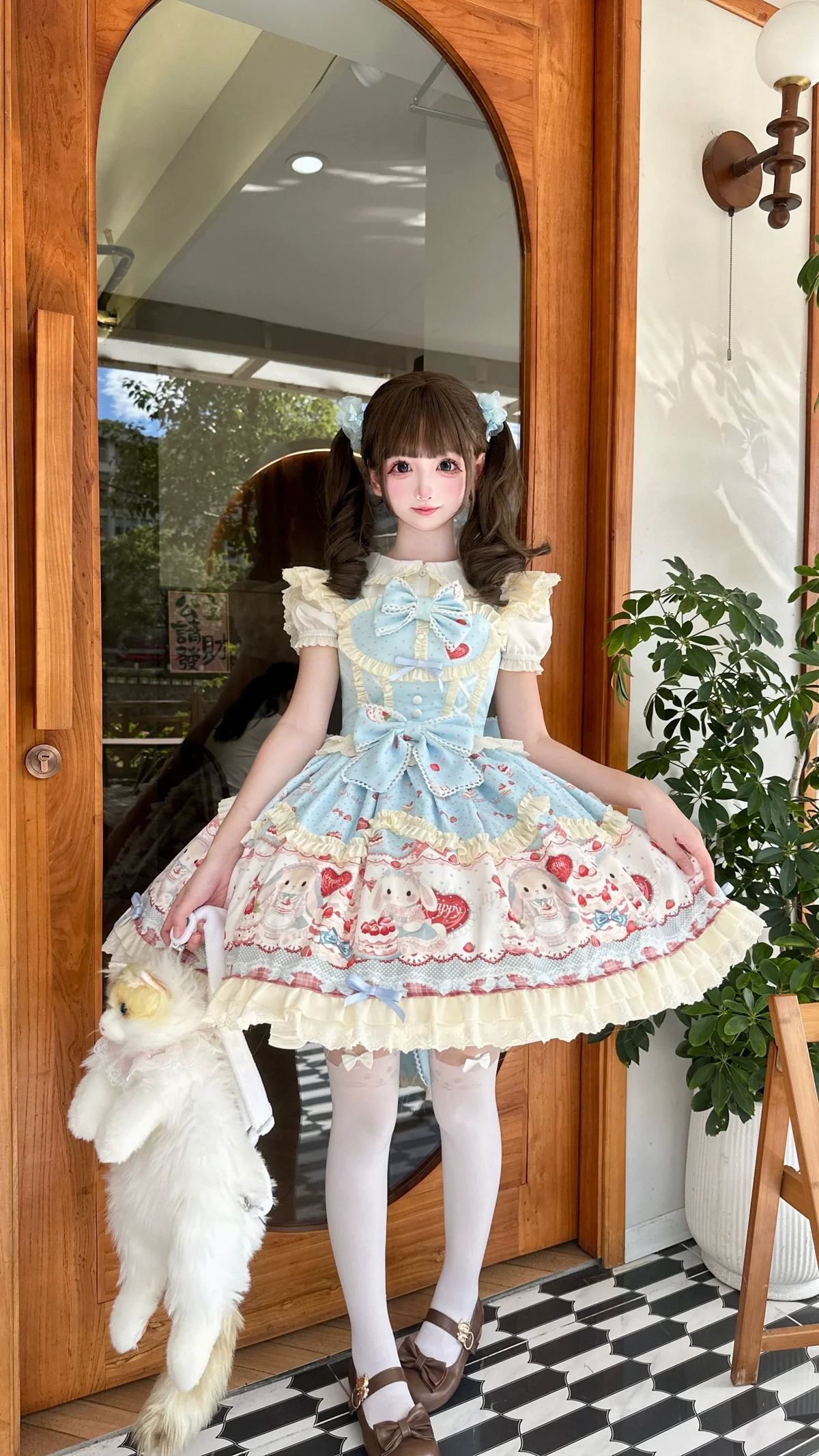 Sweet Dreamland - Bunny Party - Printed Sweet Lolita JSK, Bow Trailing - Image 10