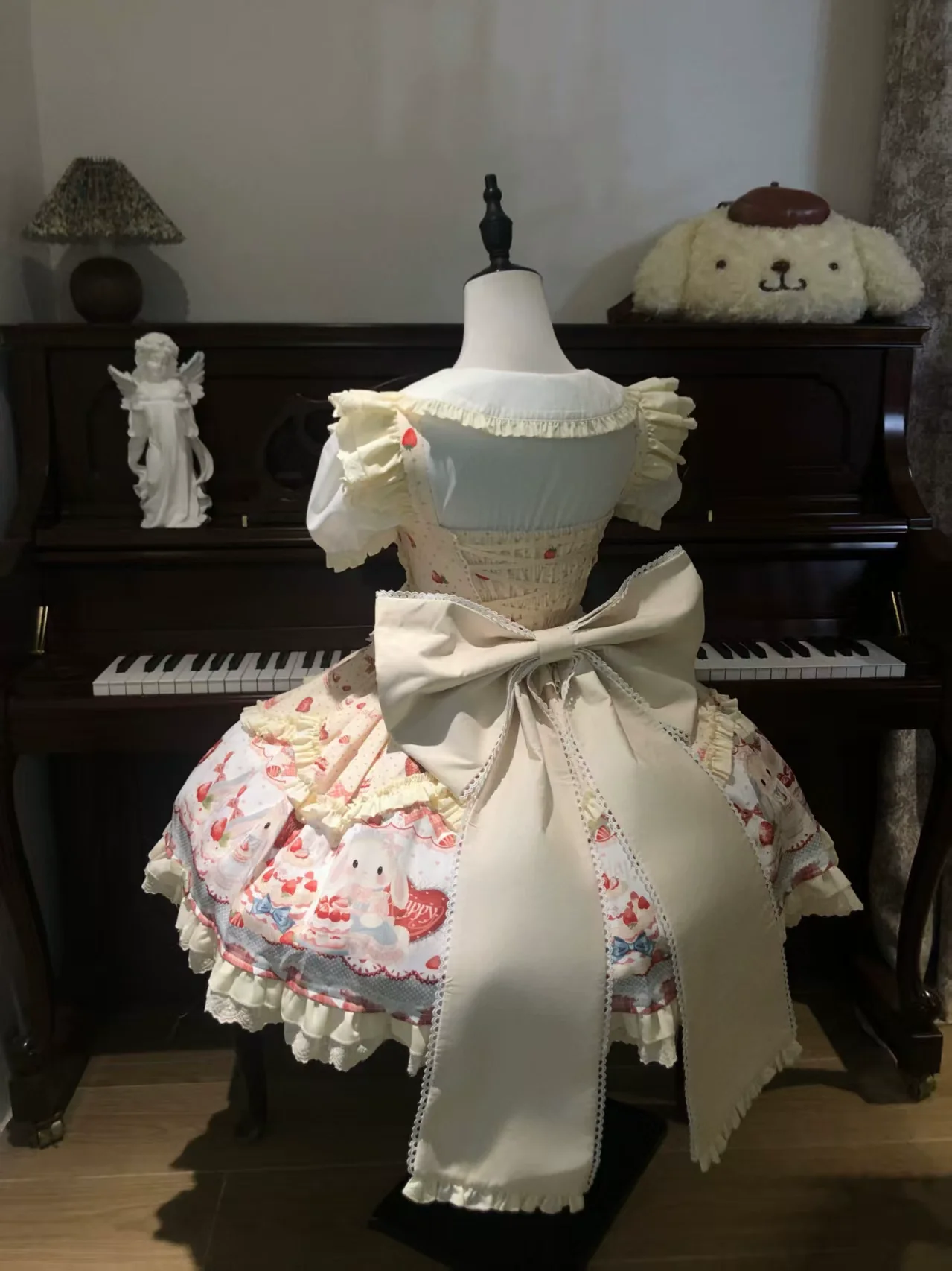 Sweet Dreamland - Bunny Party - Printed Sweet Lolita JSK, Bow Trailing - Image 13