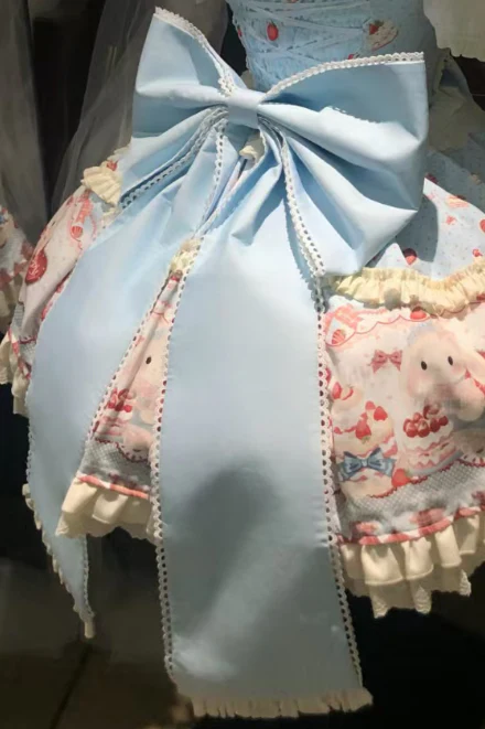 Sweet Dreamland - Bunny Party - Printed Sweet Lolita JSK, Bow Trailing - Image 15