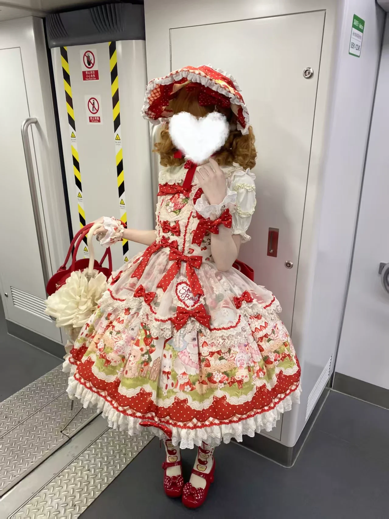 Strawberry Cat - Printed Sweet Lolita JSK Dress, Embroidered Strawberry - Image 10