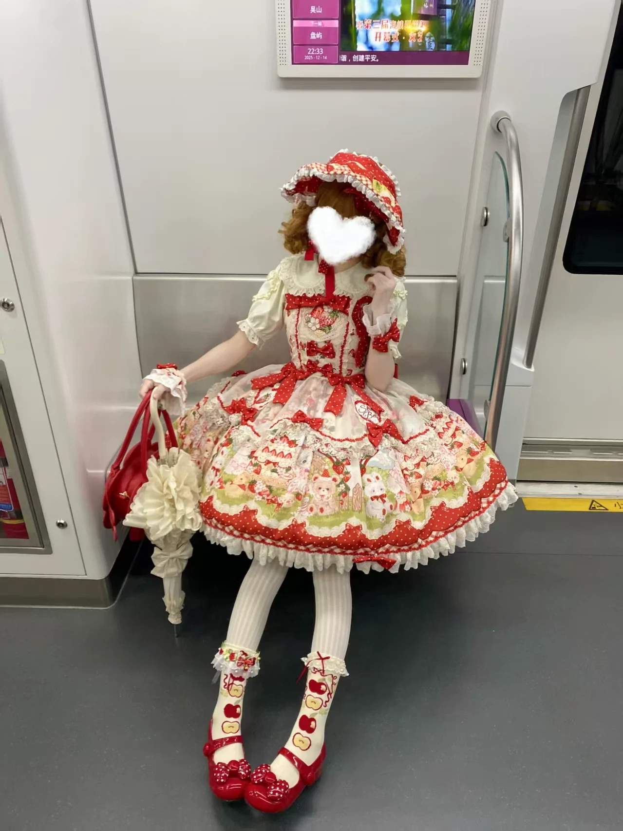 Strawberry Cat - Printed Sweet Lolita JSK Dress, Embroidered Strawberry - Image 11