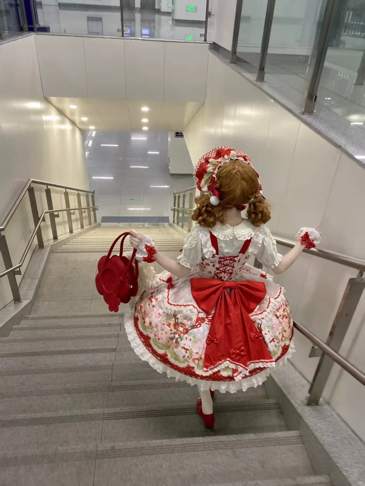 Strawberry Cat - Printed Sweet Lolita JSK Dress, Embroidered Strawberry - Image 12
