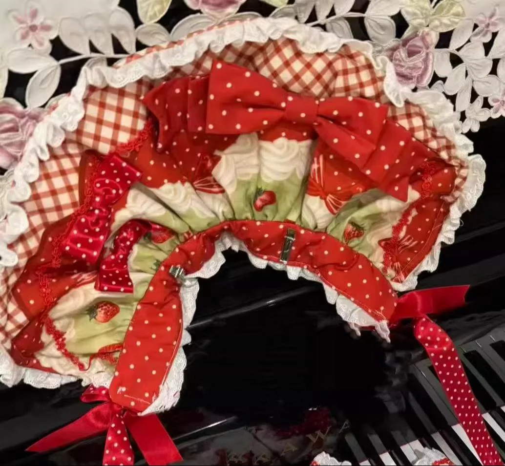 Strawberry Cat - Printed Sweet Lolita JSK Dress, Embroidered Strawberry - Image 18