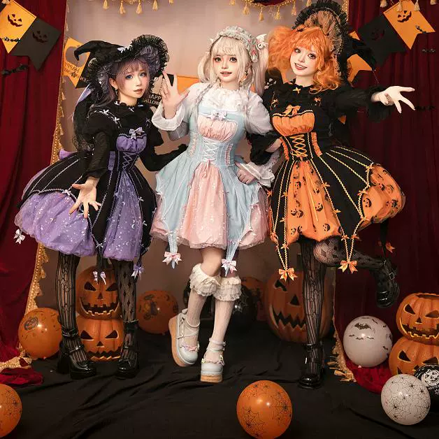 Lemon Honey - Pumpkin Lamp - Gothic Lolita Witch Hat, Halloween Broom Hairband - Image 13