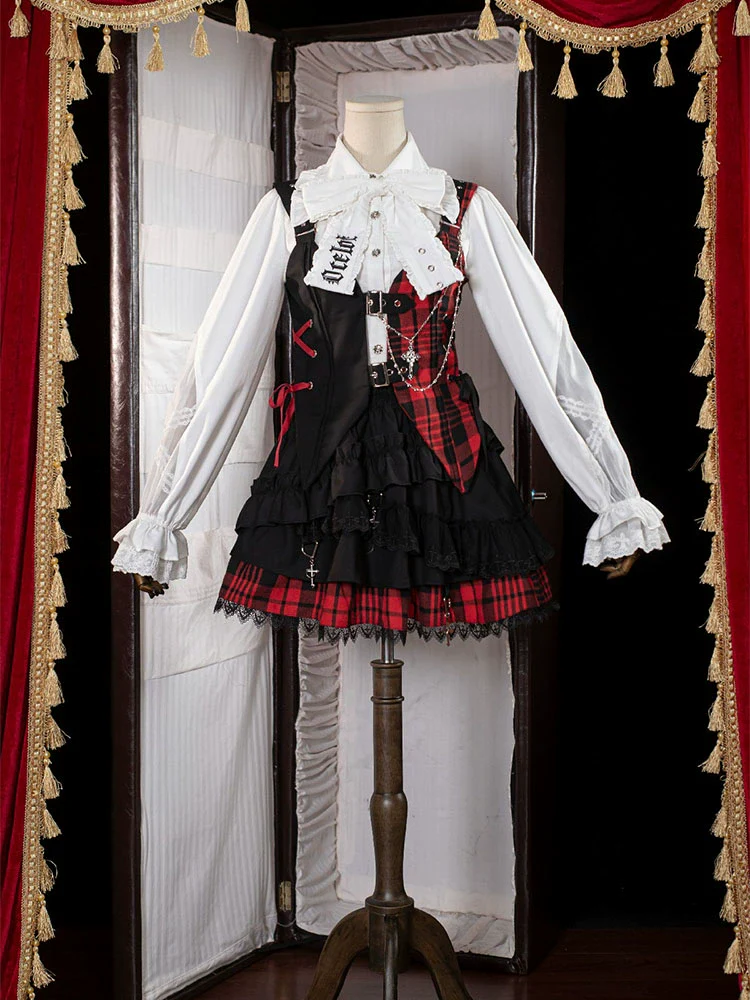Kalila - Punk Lolita Dress Set Plaid Shorts Set - Image 10