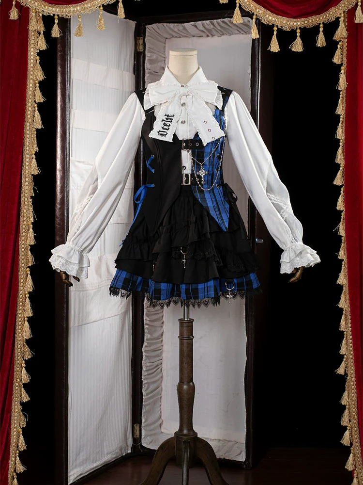 Kalila - Punk Lolita Dress Set Plaid Shorts Set - Image 20
