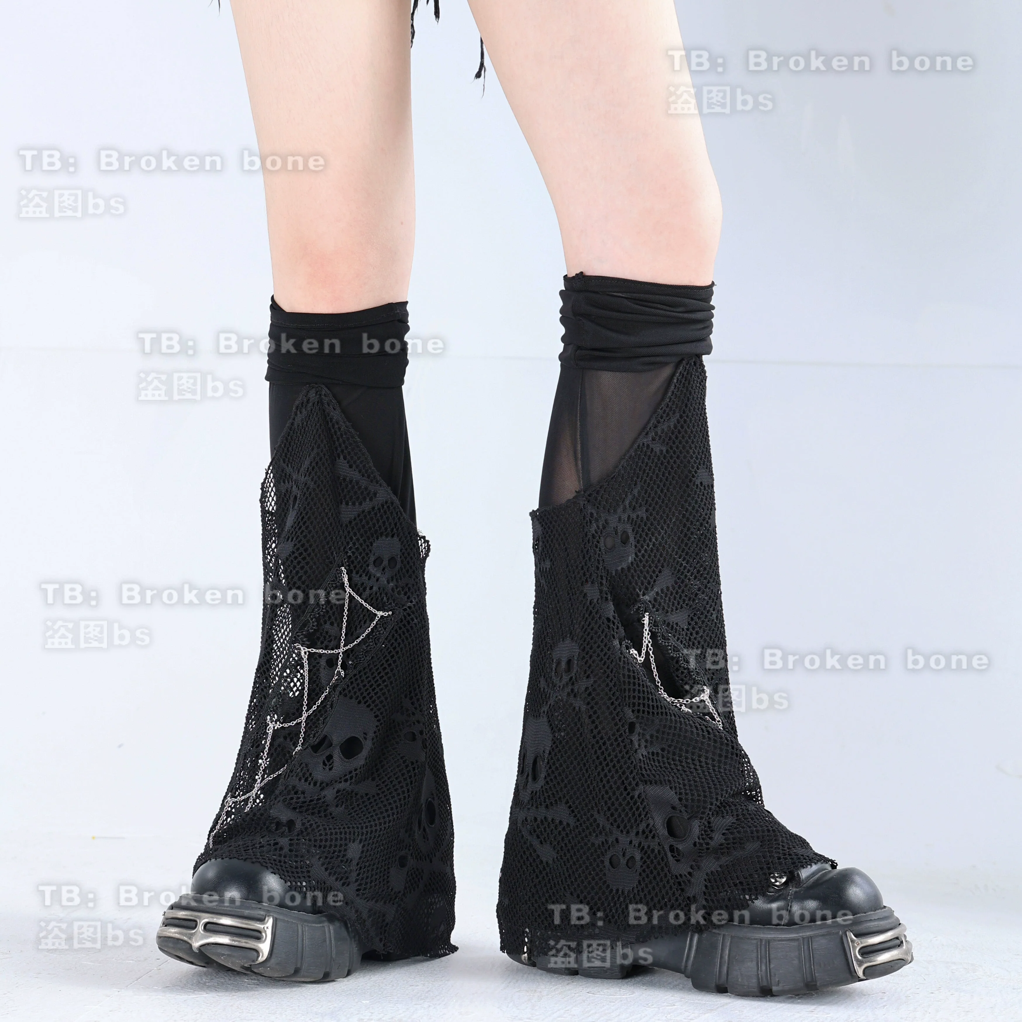 Punk Lolita Leg Sleeve Skull Gauze Leg Socks - Image 9