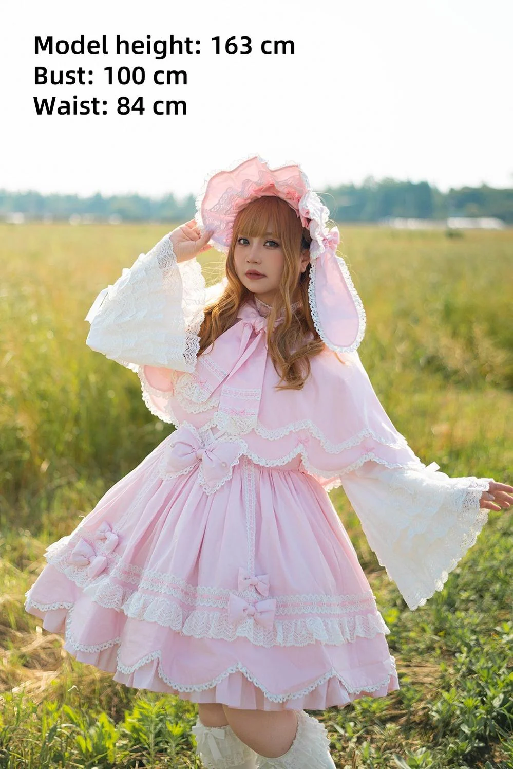 Vintage Petal Rabbit - Pure Cotton Kawaii Lolita Cape With Rabbit Ear Hood - Image 13