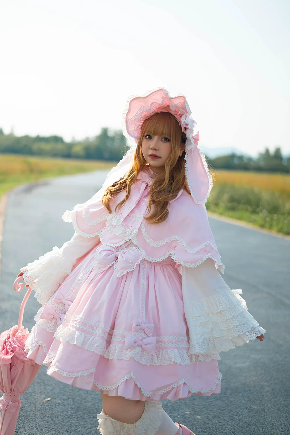 Vintage Petal Rabbit - Pure Cotton Kawaii Lolita Cape With Rabbit Ear Hood - Image 14