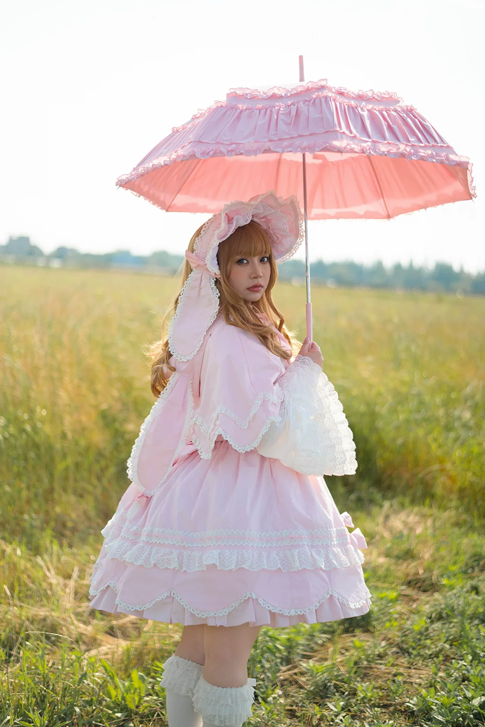 Vintage Petal Rabbit - Pure Cotton Kawaii Lolita Cape With Rabbit Ear Hood - Image 16