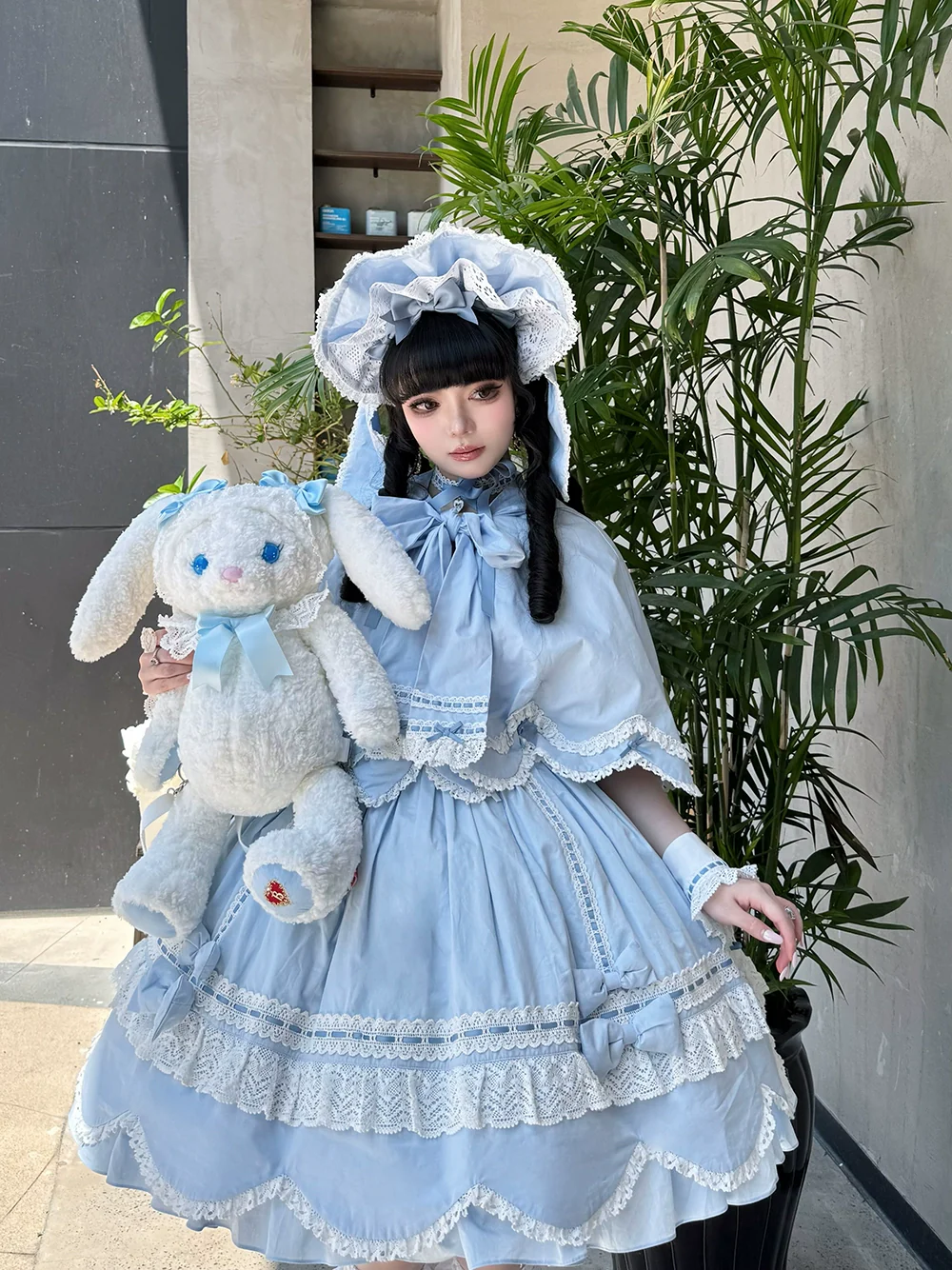 Vintage Petal Rabbit - Pure Cotton Kawaii Lolita Cape With Rabbit Ear Hood - Image 17