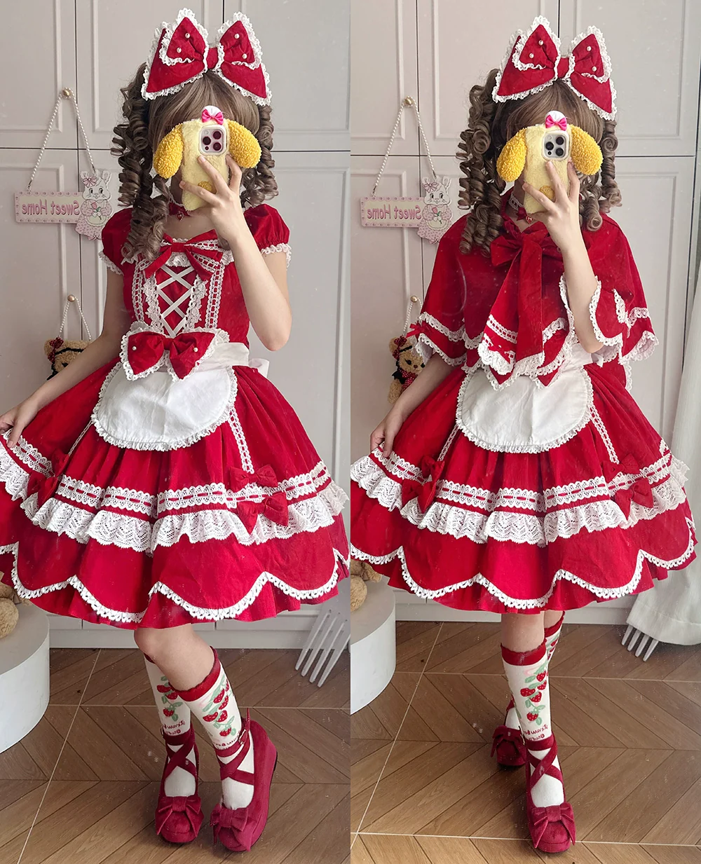 Vintage Petal Rabbit - Pure Cotton Kawaii Lolita Cape With Rabbit Ear Hood - Image 21