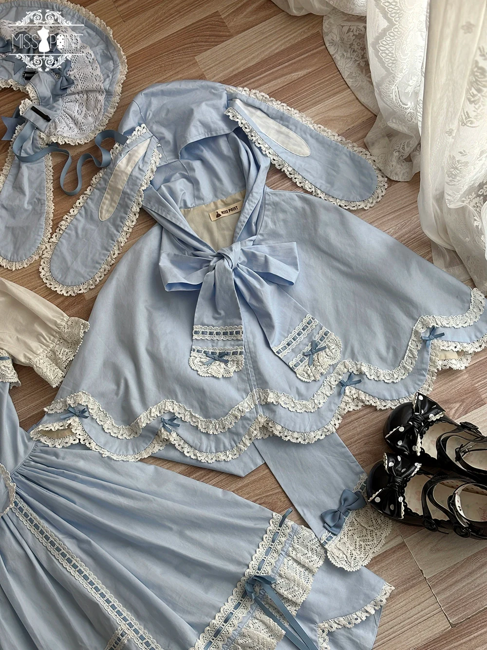 Vintage Petal Rabbit - Pure Cotton Kawaii Lolita Cape With Rabbit Ear Hood - Image 28