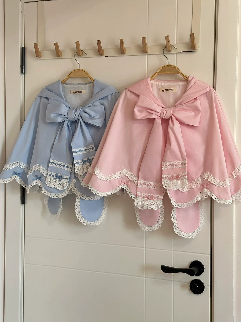 Vintage Petal Rabbit - Pure Cotton Kawaii Lolita Cape With Rabbit Ear Hood - Image 3