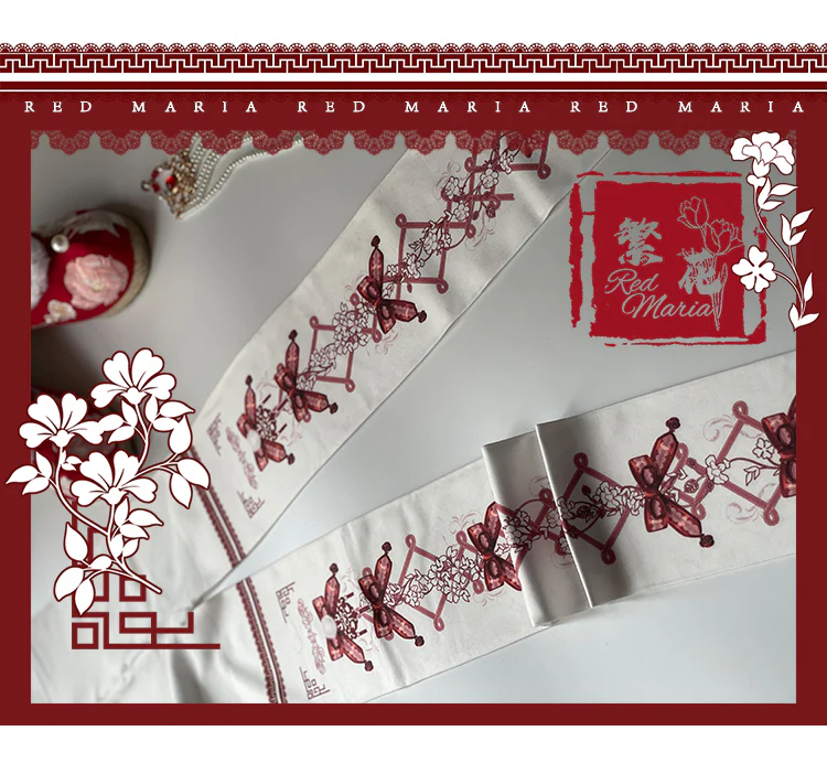 Red Maria - Blooms Print Nylon Lolita Tights - Image 2