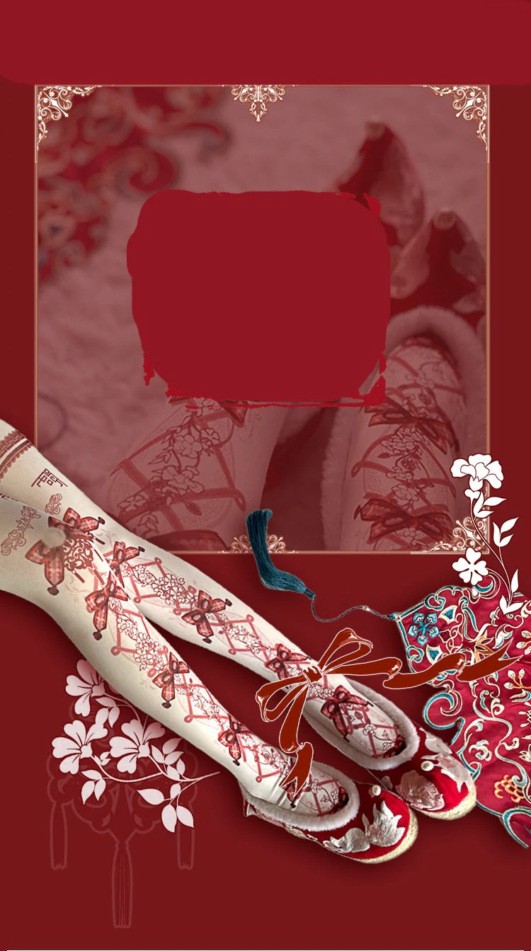Red Maria - Blooms Print Nylon Lolita Tights - Image 3